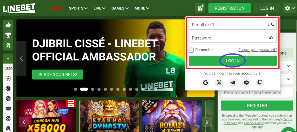 LineBet Login Methods in Egypt